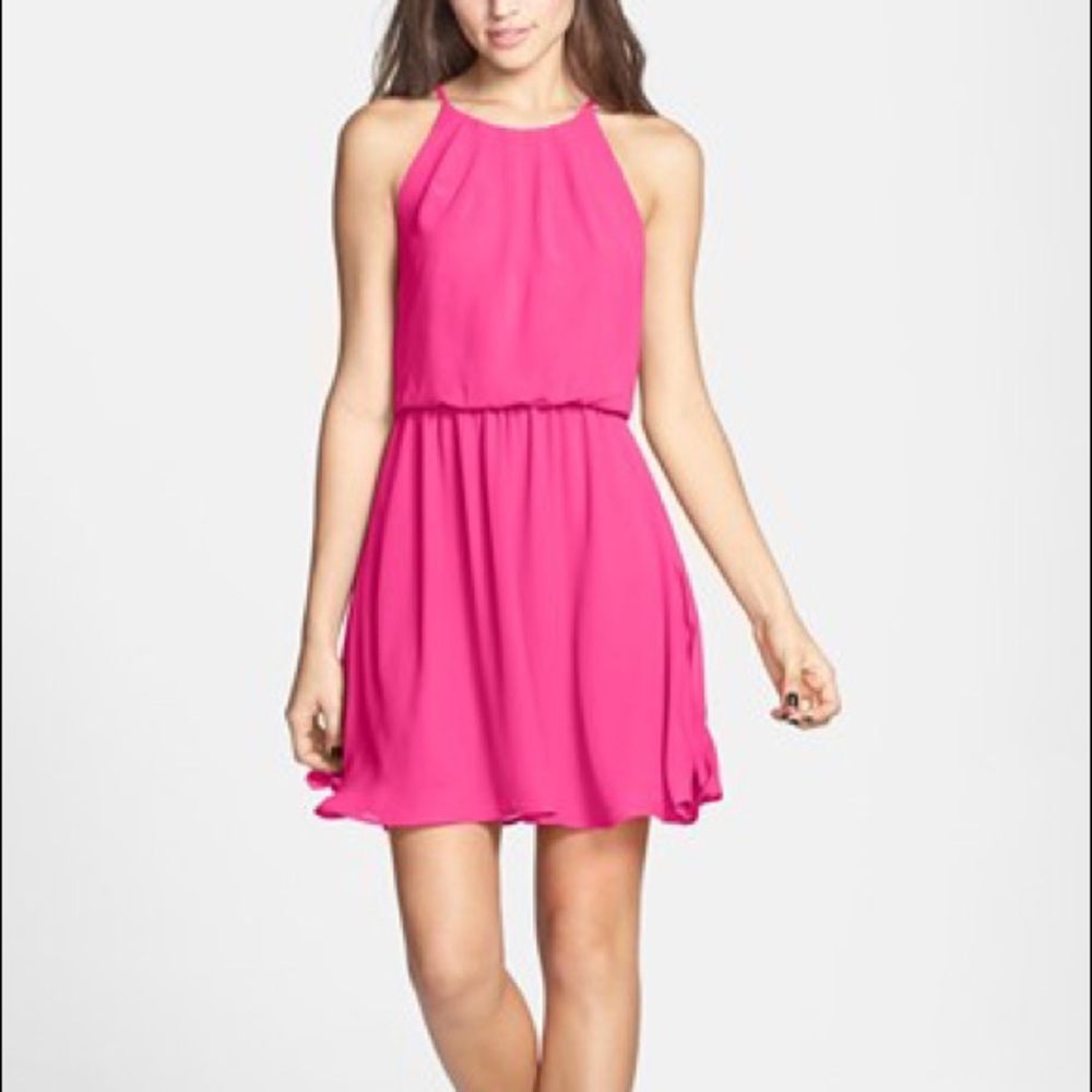 Lush Hot Pink Skater Dress